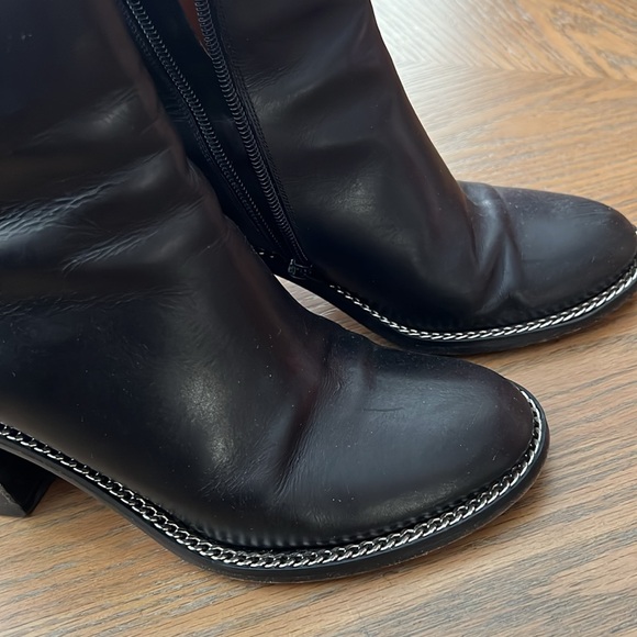 Givenchy Paris Booties Size 9 Black Leather Chains - Picture 4 of 13